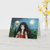 Sorcière de Samhain de carte de Halloween (Fleur jaune)
