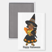 Sorcière d'Halloween avec aimant de chat (Recto/Verso)