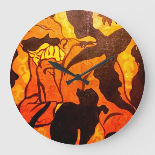 Sorcière d'Halloween avec une horloge noire (Recto)