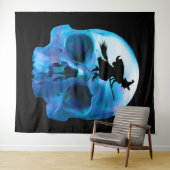 Sorcière d'Halloween et Tapisserie de crâne (En situation (horizontale))