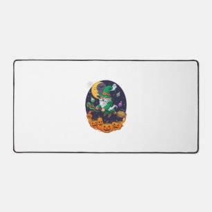 Sorcière d'Halloween Gnome Balai Citrouilles Lune
