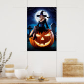 Sorcière d'Halloween sur affiche Citrouille (Cuisine)