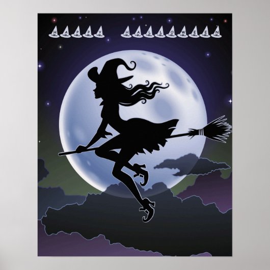 Sorcière d'Halloween sur une chambre avec affiche  (Devant)