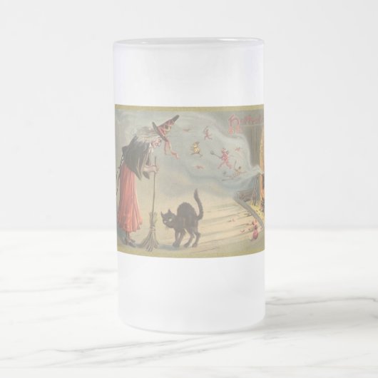 Sorcière d'Halloween vintage, Mug de chat, Steins (Centre)