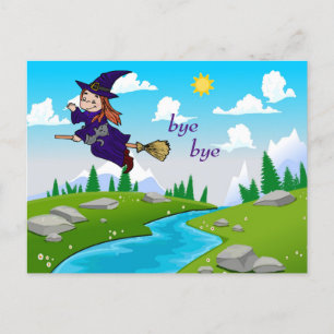 Sorcière drôle et mignonne sur une carte postale B