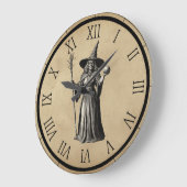 Sorcière Éffrayante d'Halloween avec horloge de Pl (Angle)