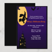 Sorcière en vol Invitations de la fête d'Halloween (Devant / Derrière)