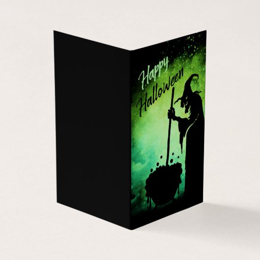 Sorcière et chaudron Halloween classe mini carte (Extérieur)