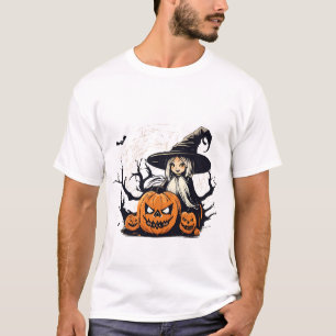 Sorcière et Citrouille Demon Halloween T-Shirt