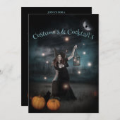 Sorcière et lucioles Invitation de la fête d'Hallo (Devant / Derrière)