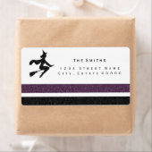 Sorcière étiquette de adresse à rayures noir et vi (En situation)