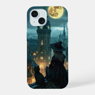 Sorcière gothique éclairée par la lune et coque iP