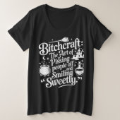 Sorcière Halloween Blanc sur Noir (Design devant)