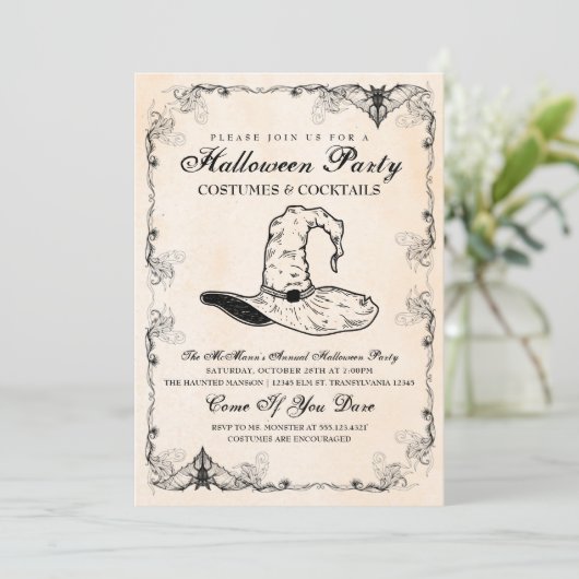 Sorcière Halloween Fête Invitation (Debout devant)