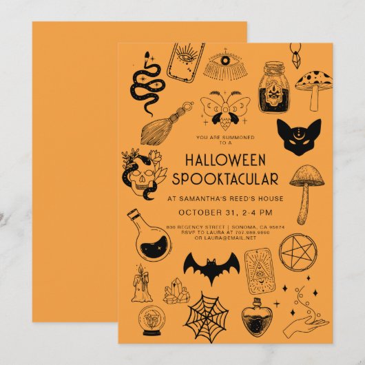 Sorcière Halloween Fête Invitation (Devant / Derrière)