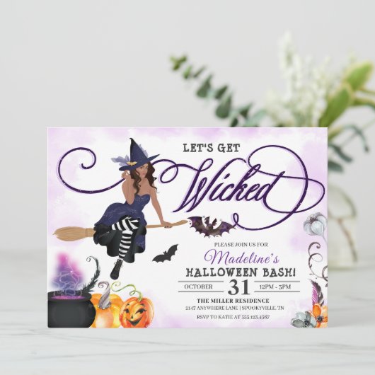 Sorcière Halloween Fête Invitation (Debout devant)
