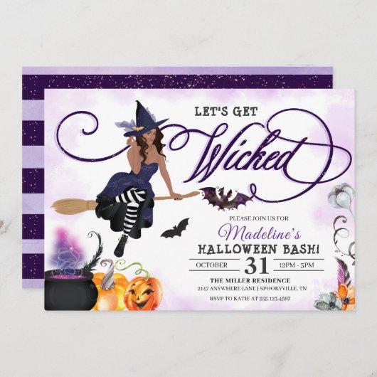 Sorcière Halloween Fête Invitation (Devant / Derrière)