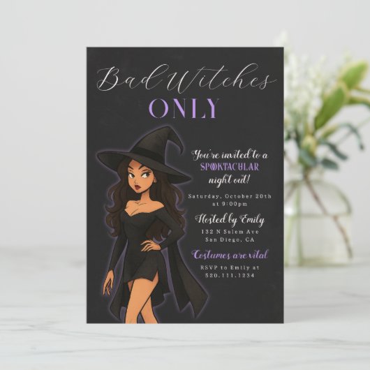 Sorcière Halloween Fête Invitation (Debout devant)