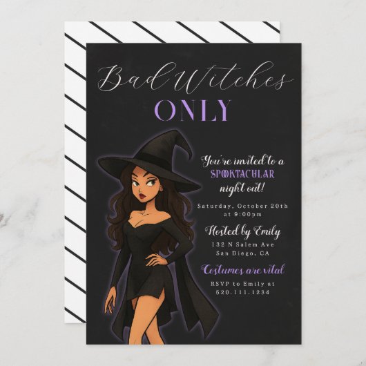 Sorcière Halloween Fête Invitation (Devant / Derrière)