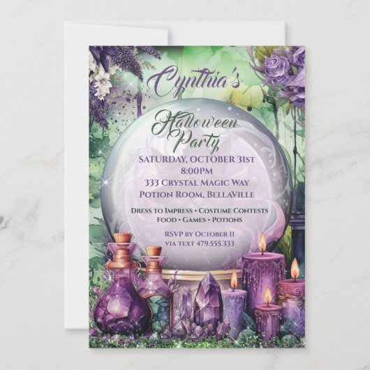 Sorcière Halloween Fête Invitation (Dos)