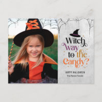 Sorcière Jusqu'À La Carte Postale Candy Halloween