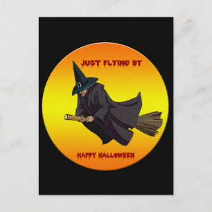 Sorcière Juste Voler Par Carte Postale Halloween