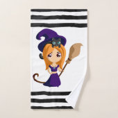 Sorcière mignonne en Casquette violet Halloween (Serviette à main)