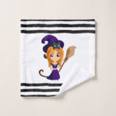 Sorcière mignonne en Casquette violet Halloween (Gant de toilette)