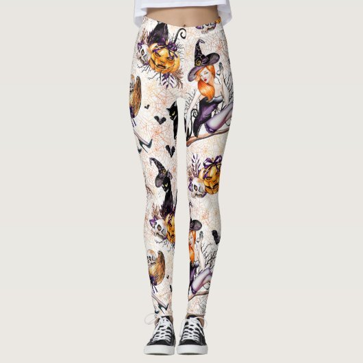 Sorcière Motif Halloween Leggings (Devant)