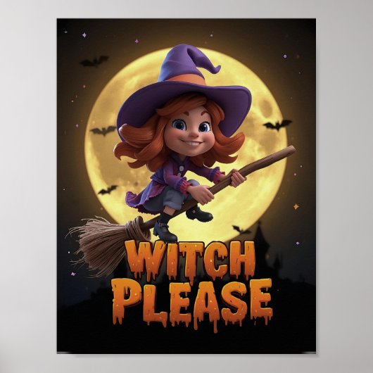 Sorcière s'il vous plaît – Affiche drôle d'Hallowe (Devant)
