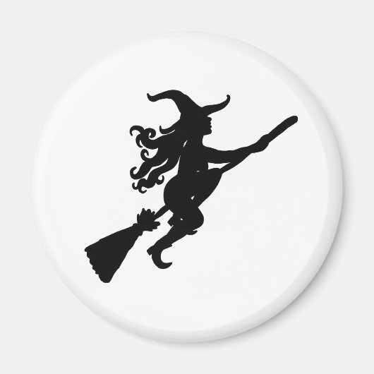 Sorcière sur un aimant en silhouette de chambre (Devant)