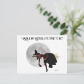 Sorcière Tipsy Sur Carte Postale Volant Broom (Debout devant)