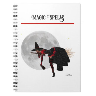 Sorcière Tipsy Sur Le Carnet Spiral Volant Broom