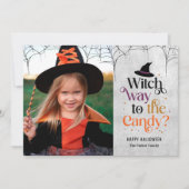 Sorcière Vers Le Carte photo D'Halloween Candy (Devant)