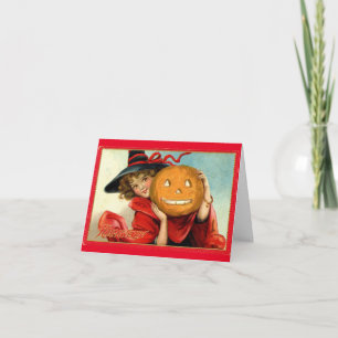 Sorcière vintage avec carte de voeux Halloween Cit