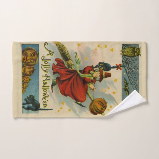 Sorcière vintage d'Halloween (Serviette à main)