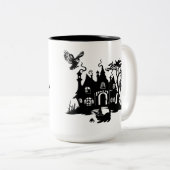Sorcière volant une chambre Mug à deux tons (Devant droit)