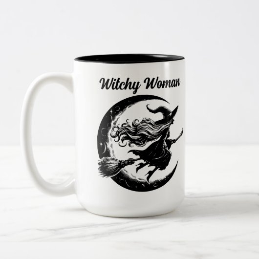 Sorcière volant une chambre Mug à deux tons (Gauche)