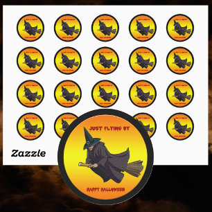 Sorcière Voler Par Sticker Halloween