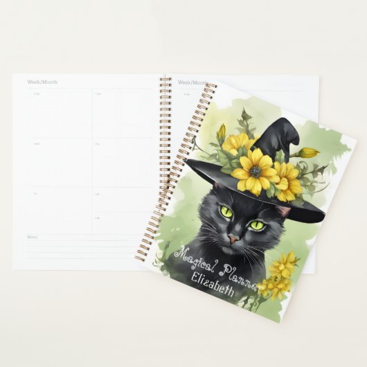 Sorcières Chat Noir Fleur Jaune Magique (Devant avec enveloppe)