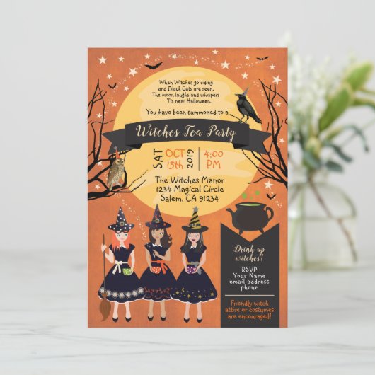 Sorcières Tea Party Invitation (Debout devant)