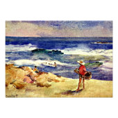 Sorolla - Jongen op de zand, mooie kunst Foto Afdruk (Voorkant)