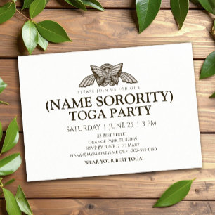 Sororité personnalisée Grec Toga Party Invitation