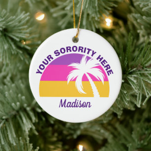 Sorority Girl Palm Tree Aangepast kerstfeest Keramisch Ornament