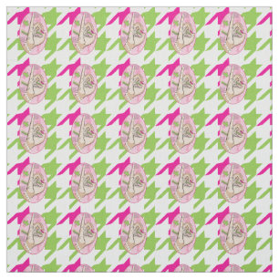 Sorority Life roze en green houndstooth Stof