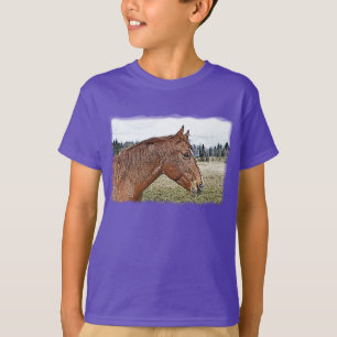 Sorrel Horse Portrait Equine Art Illustratie T-shirt