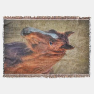 Sorrel Horse Portret op Rustic Grunge-effect Deken