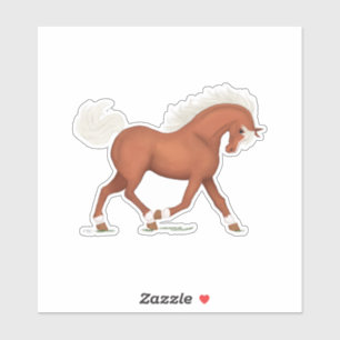 Sorrel Paard Met Blaze & Sokken Pony Ruitersport Sticker