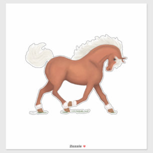 Sorrel Paard Met Blaze & Sokken Pony Ruitersport Sticker