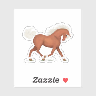 Sorrel Paard Met Blaze & Sokken Pony Ruitersport Sticker